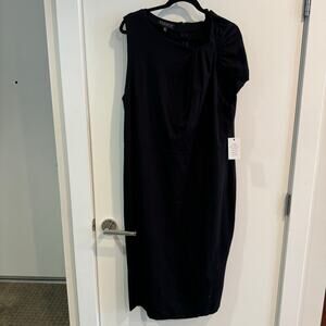 ELOQUII Bodycon Dress Black Cowl Neck Back Zip Ruched One Sleeve Sz 20 Women's